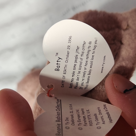 🕸Vintage Ty Beanie Baby Original Batty The Bat 1996 P.E. Pellets - Picture 6 of 9